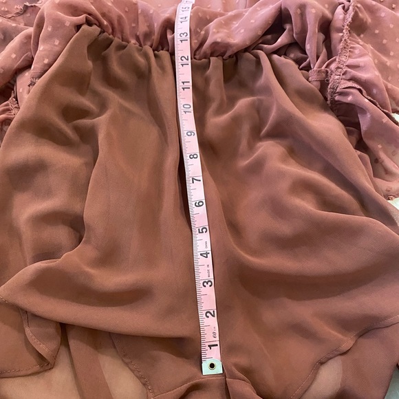 Zara Rose Pink Swiss Dot V-Neck Long Sleeve Wrap Romper Mini Dress Size XS - Picture 8 of 11